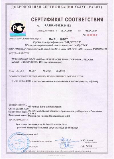 Auto-HiFi - сертификат соответствия